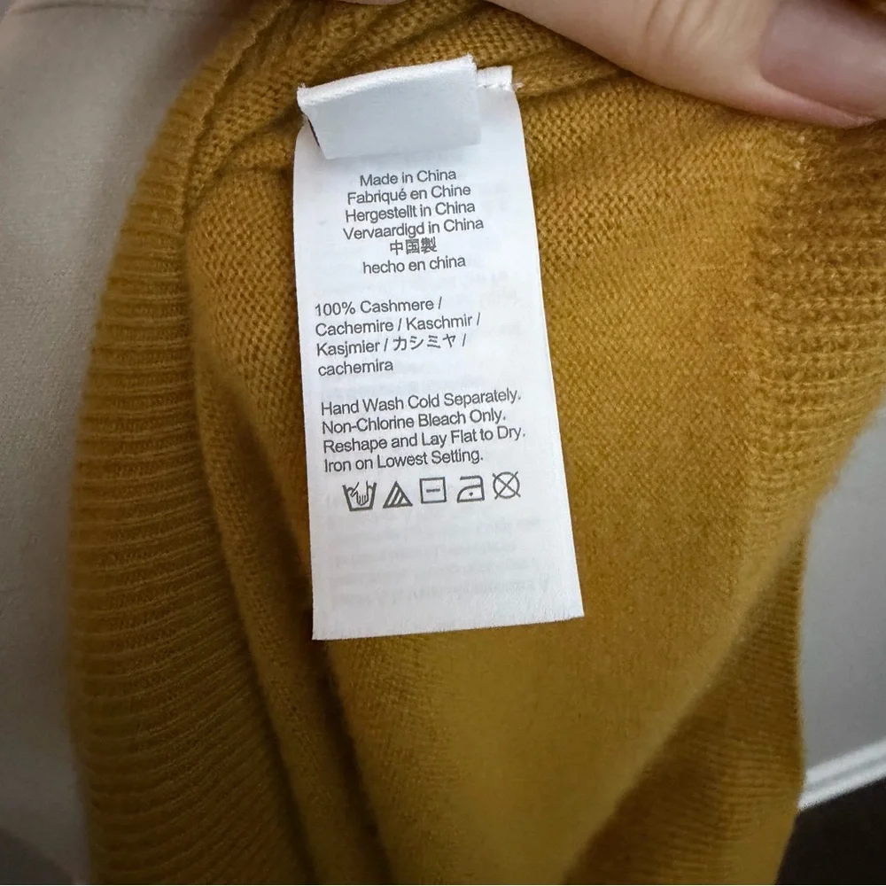 J. Crew 100% Cashmere Sweater Crewneck Elevated Basic Soft Golden Mustard Yellow